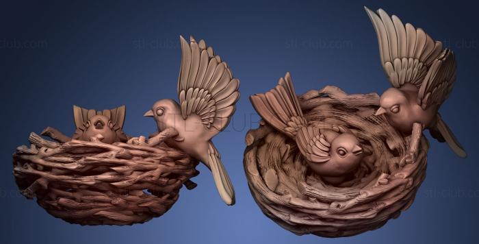 3D модель Птицы в гнезде (STL)